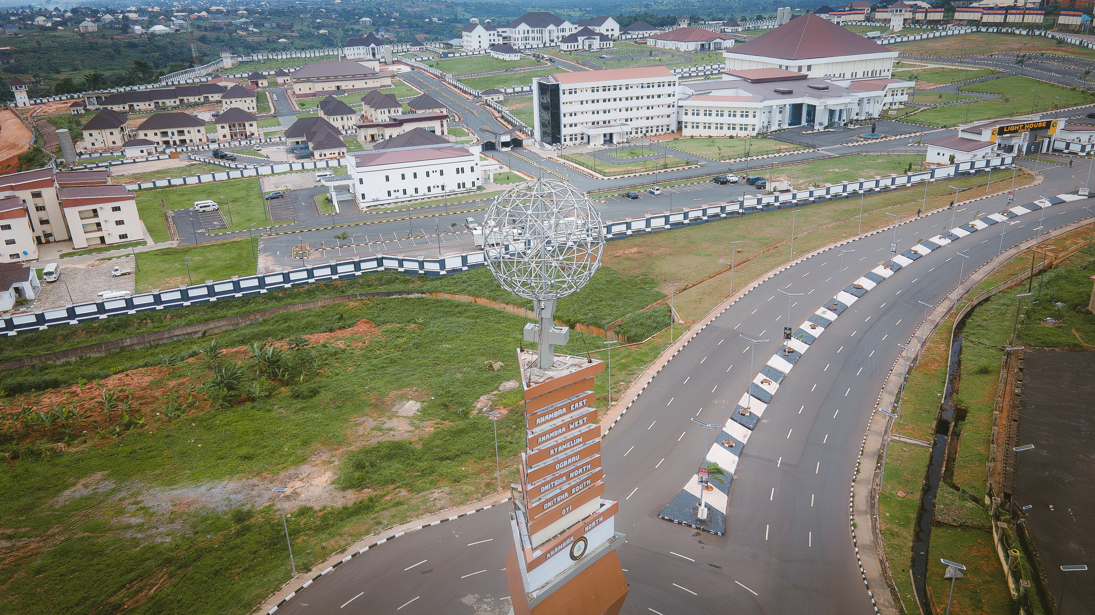 Anambra State Government House and monument aerial view